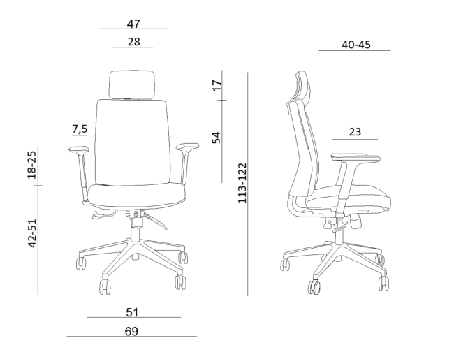 Shell fotel ergonomiczny Unique wymiary